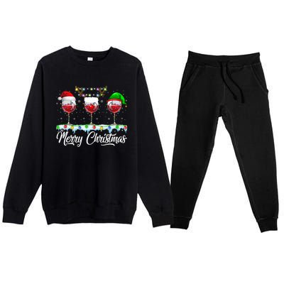 Red Wine Glass Santa Hat Xmas Funny Christmas Premium Crewneck Sweatsuit Set