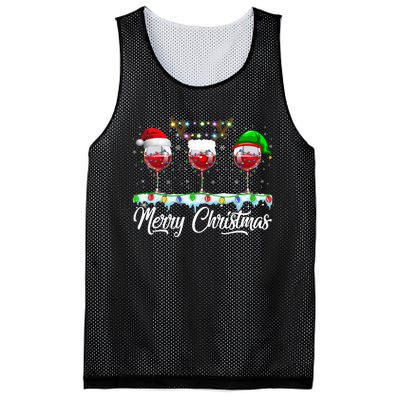 Red Wine Glass Santa Hat Xmas Funny Christmas Mesh Reversible Basketball Jersey Tank