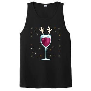 Red Wine Glass With Santa Hat Reindeer Antlers Wine Glass Gift PosiCharge Competitor Tank