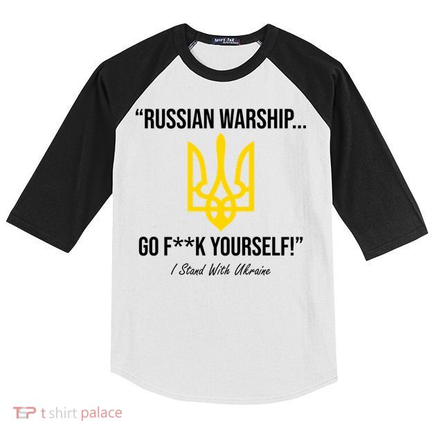 Russian Warship Go F**K Yourself I Stand With Ukraine Kids Colorblock Raglan Jersey