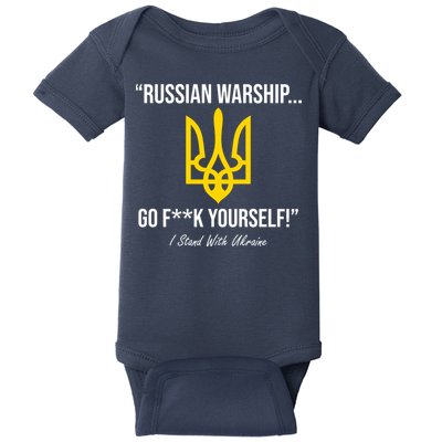 Russian Warship Go F**K Yourself I Stand With Ukraine Baby Bodysuit