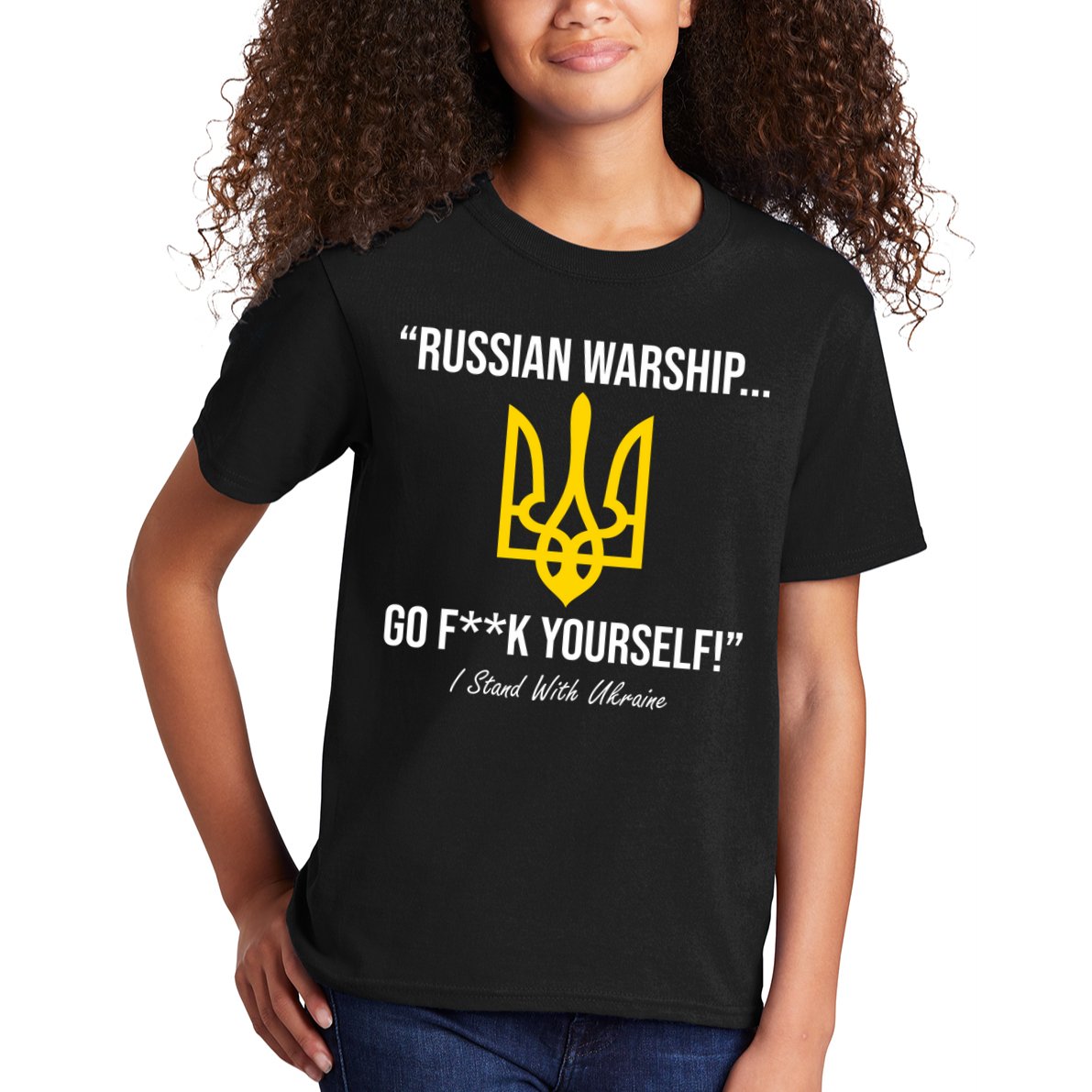 Russian Warship Go F**K Yourself I Stand With Ukraine Kids T-Shirt