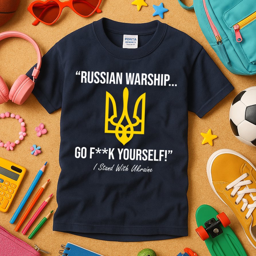 Russian Warship Go F**K Yourself I Stand With Ukraine Kids T-Shirt