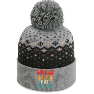 Retro Workout Gym Motivational Sweat Is Just Fat Crying Funny Gift The Baniff Cuffed Pom Beanie