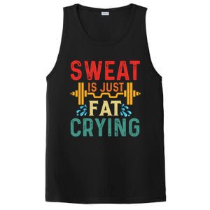 Retro Workout Gym Motivational Sweat Is Just Fat Crying Funny Gift PosiCharge Competitor Tank