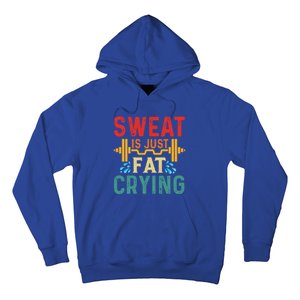 Retro Workout Gym Motivational Sweat Is Just Fat Crying Funny Gift Hoodie