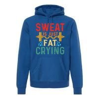 Retro Workout Gym Motivational Sweat Is Just Fat Crying Funny Gift Premium Hoodie