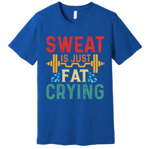 Retro Workout Gym Motivational Sweat Is Just Fat Crying Funny Gift Premium T-Shirt