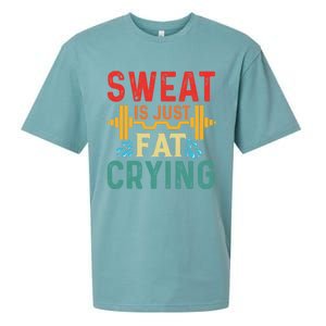 Retro Workout Gym Motivational Sweat Is Just Fat Crying Funny Gift Sueded Cloud Jersey T-Shirt