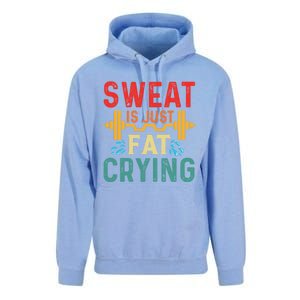 Retro Workout Gym Motivational Sweat Is Just Fat Crying Funny Gift Unisex Surf Hoodie