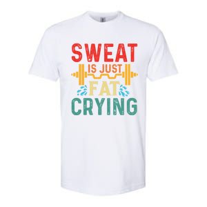 Retro Workout Gym Motivational Sweat Is Just Fat Crying Funny Gift Softstyle CVC T-Shirt