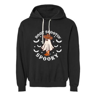 Retro Western Halloween Cute Ghost Funny Boot Scootin Spooky Gift Garment-Dyed Fleece Hoodie