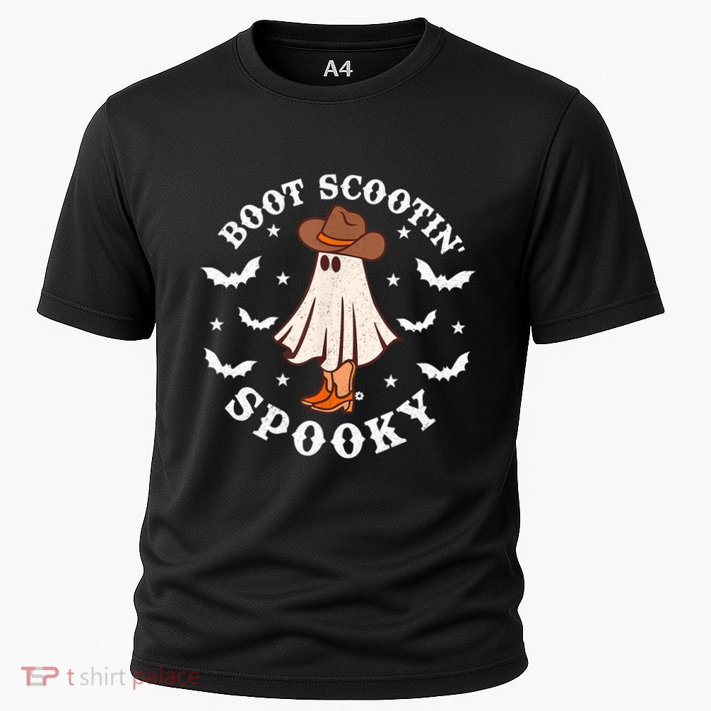 Retro Western Halloween Cute Ghost Funny Boot Scootin Spooky Gift Performance Shirt