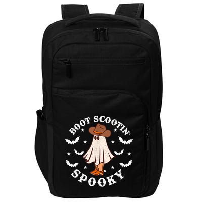 Retro Western Halloween Cute Ghost Funny Boot Scootin Spooky Gift Impact Tech Backpack