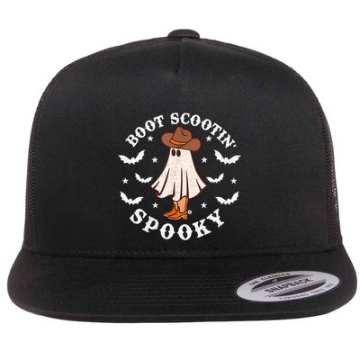 Retro Western Halloween Cute Ghost Funny Boot Scootin Spooky Gift Flatbill Hat