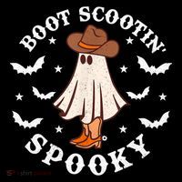 Retro Western Halloween Cute Ghost Funny Boot Scootin Spooky Gift Cooling Performance Long Sleeve Crew