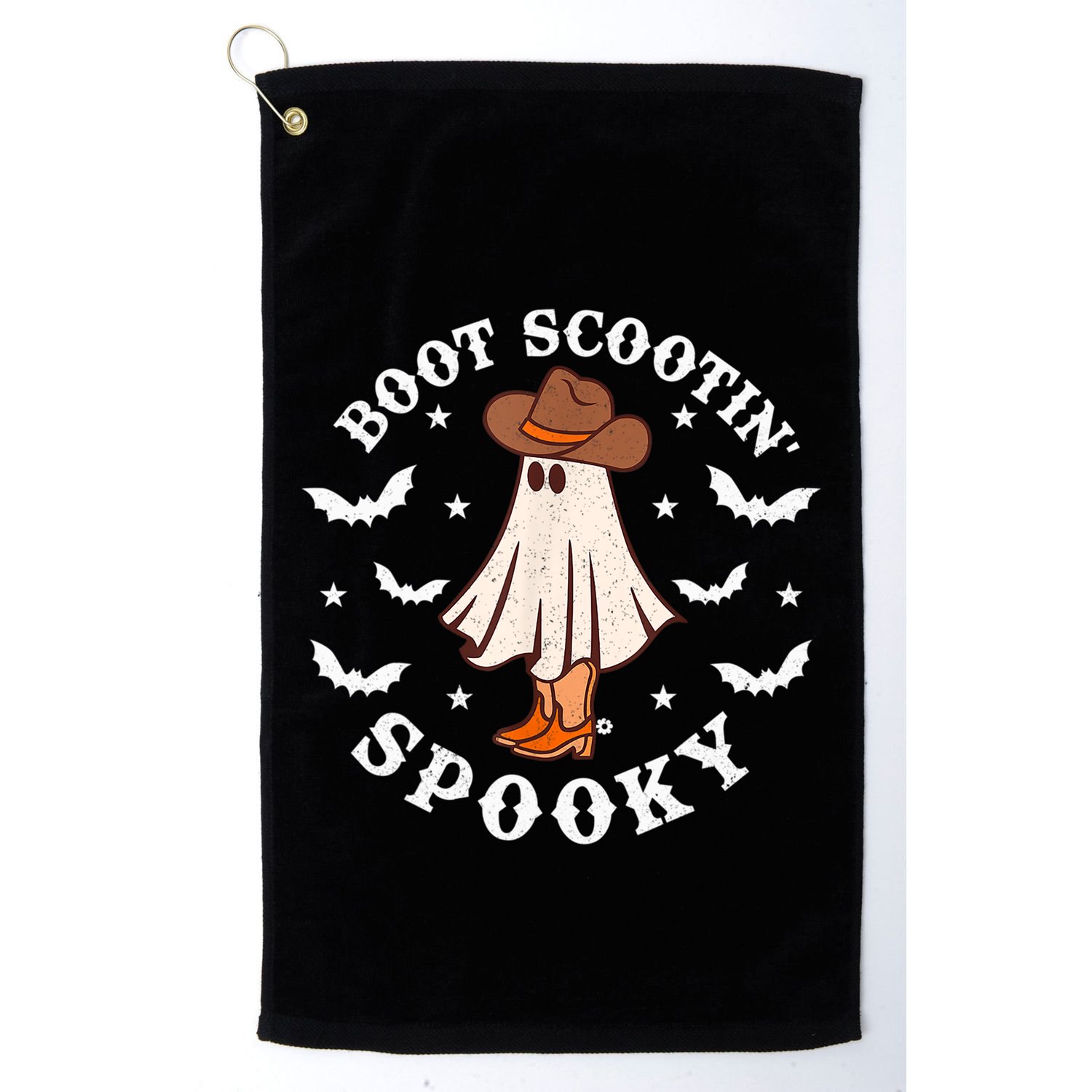 Retro Western Halloween Cute Ghost Funny Boot Scootin Spooky Gift Golf Towel