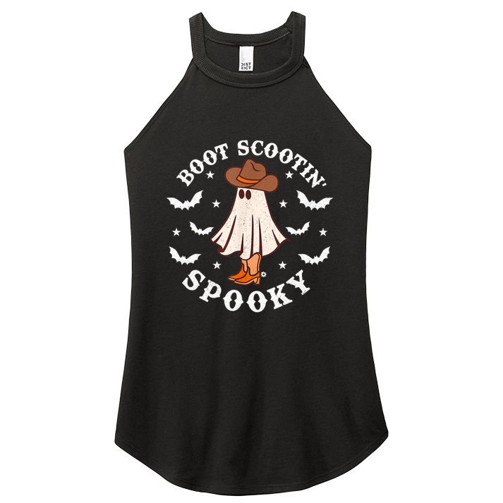 Retro Western Halloween Cute Ghost Funny Boot Scootin Spooky Gift Women's Perfect Tri Rocker Tank