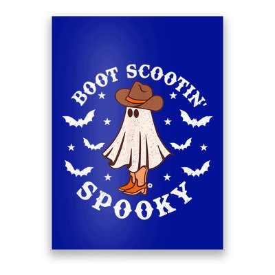 Retro Western Halloween Cute Ghost Funny Boot Scootin Spooky Gift Poster