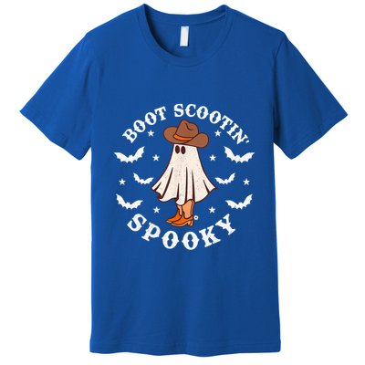 Retro Western Halloween Cute Ghost Funny Boot Scootin Spooky Gift Premium T-Shirt