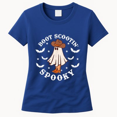 Retro Western Halloween Cute Ghost Funny Boot Scootin Spooky Gift Womens T-Shirt
