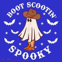 Retro Western Halloween Cute Ghost Funny Boot Scootin Spooky Gift Womens T-Shirt