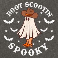 Retro Western Halloween Cute Ghost Funny Boot Scootin Spooky Gift Cotton Canvas Backpack