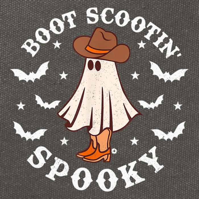 Retro Western Halloween Cute Ghost Funny Boot Scootin Spooky Gift Cotton Canvas Backpack