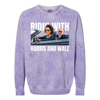 Ridin With Harris And Walz President Kamala Harris Tim Walz Colorblast Crewneck Sweatshirt