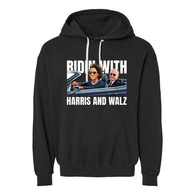 Ridin With Harris And Walz President Kamala Harris Tim Walz Garment-Dyed Fleece Hoodie