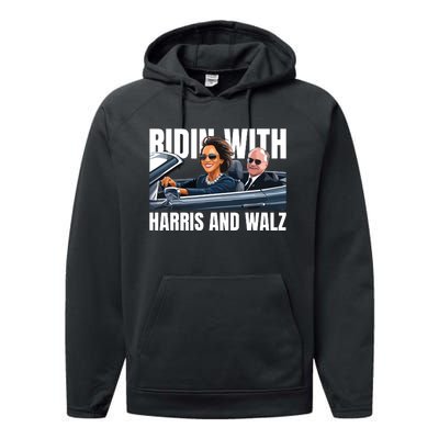 Ridin With Harris And Walz President Kamala Harris Tim Walz Performance Fleece Hoodie