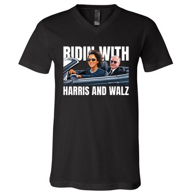 Ridin With Harris And Walz President Kamala Harris Tim Walz V-Neck T-Shirt