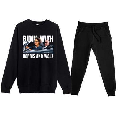 Ridin With Harris And Walz President Kamala Harris Tim Walz Premium Crewneck Sweatsuit Set