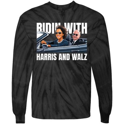 Ridin With Harris And Walz President Kamala Harris Tim Walz Tie-Dye Long Sleeve Shirt