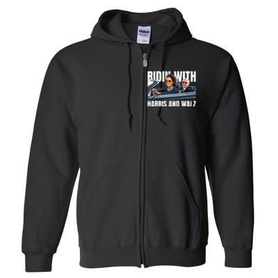 Ridin With Harris And Walz President Kamala Harris Tim Walz Full Zip Hoodie