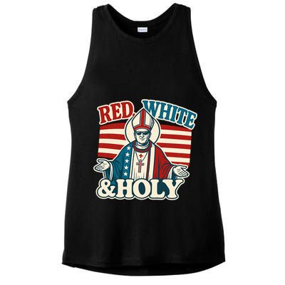 Red White & Holy Pope Leo XIV First American Pope  Ladies PosiCharge Tri-Blend Wicking Tank
