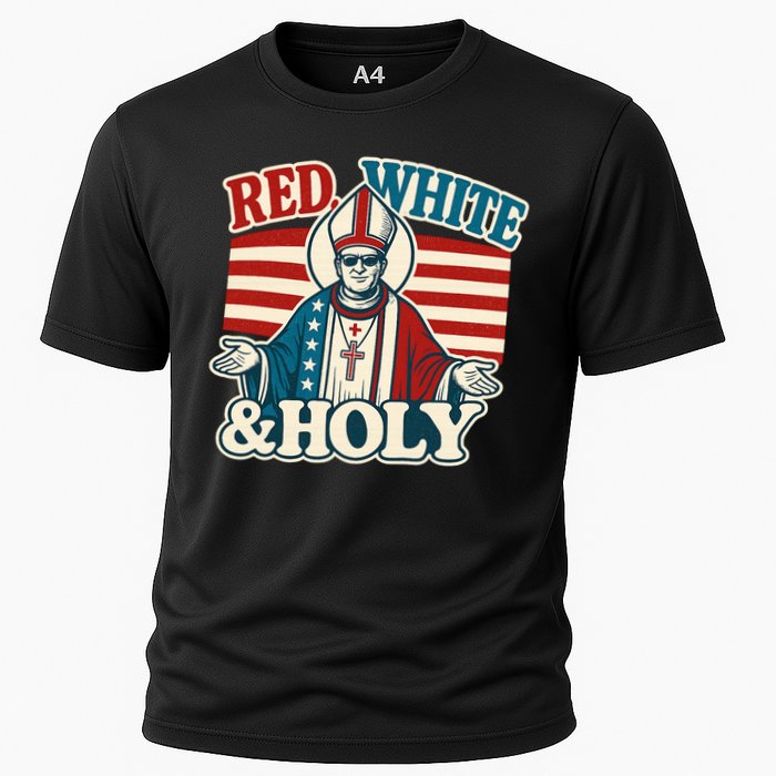 Red White & Holy Pope Leo XIV First American Pope  Cooling Performance Crew T-Shirt