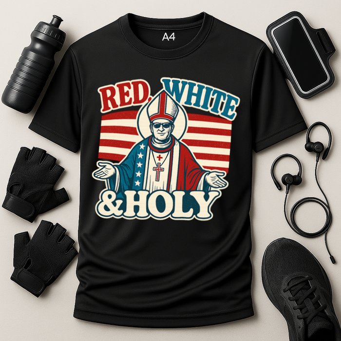 Red White & Holy Pope Leo XIV First American Pope  Cooling Performance Crew T-Shirt