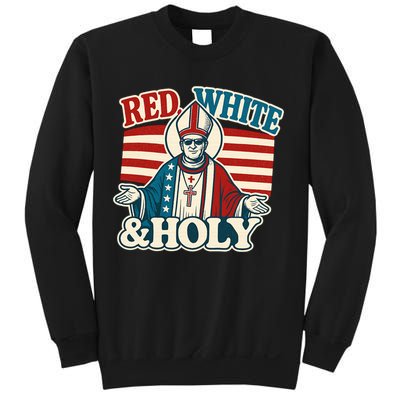 Red White & Holy Pope Leo XIV First American Pope  Sweatshirt