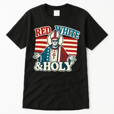 Red White & Holy Pope Leo XIV First American Pope  Tall T-Shirt