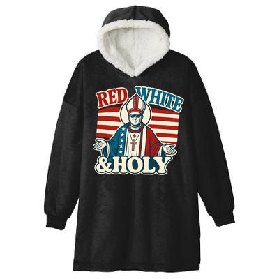 Red White & Holy Pope Leo XIV First American Pope  Hooded Wearable Blanket
