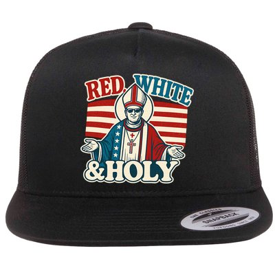 Red White & Holy Pope Leo XIV First American Pope  Flatbill Hat
