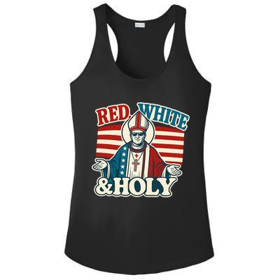 Red White & Holy Pope Leo XIV First American Pope  Ladies PosiCharge Competitor Racerback Tank
