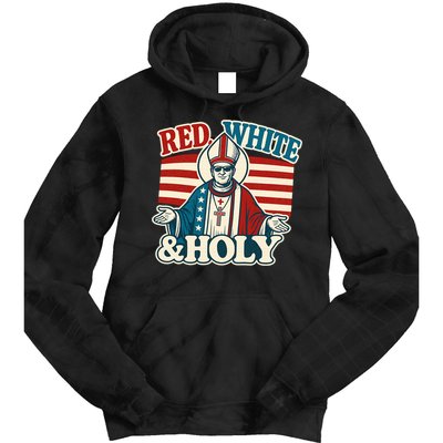 Red White & Holy Pope Leo XIV First American Pope  Tie Dye Hoodie