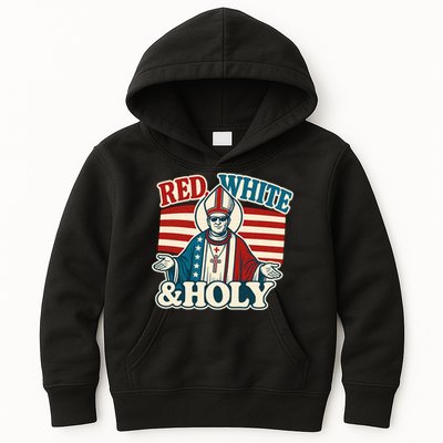 Red White & Holy Pope Leo XIV First American Pope  Kids Hoodie