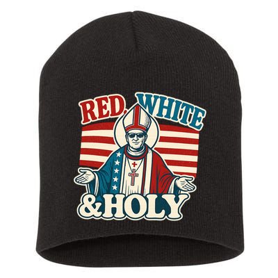 Red White & Holy Pope Leo XIV First American Pope  Short Acrylic Beanie
