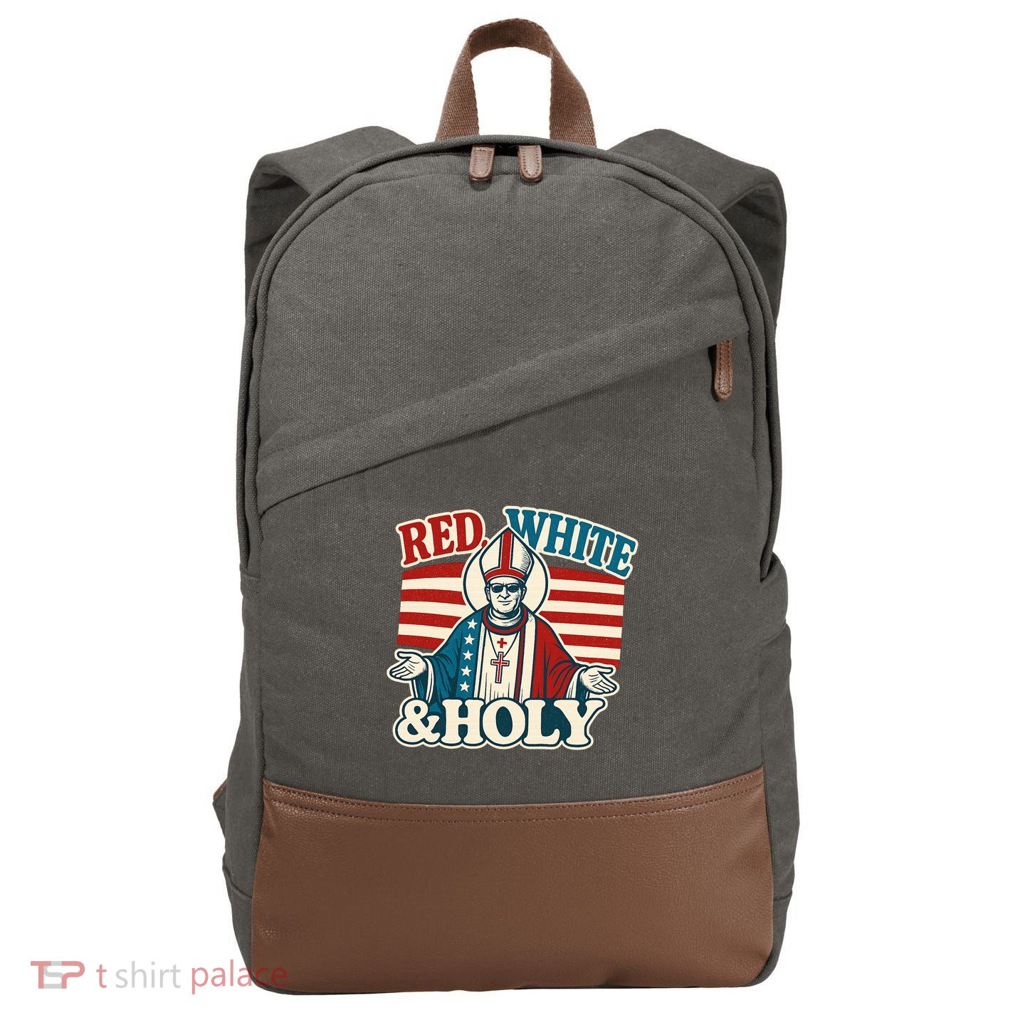 Red White & Holy Pope Leo XIV First American Pope  Cotton Canvas Backpack