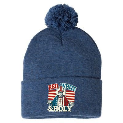 Red White & Holy Pope Leo XIV First American Pope  Pom Pom 12in Knit Beanie