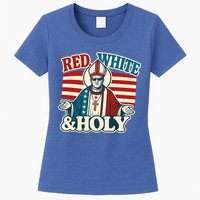 Red White & Holy Pope Leo XIV First American Pope  Womens T-Shirt