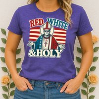 Red White & Holy Pope Leo XIV First American Pope  Womens T-Shirt
